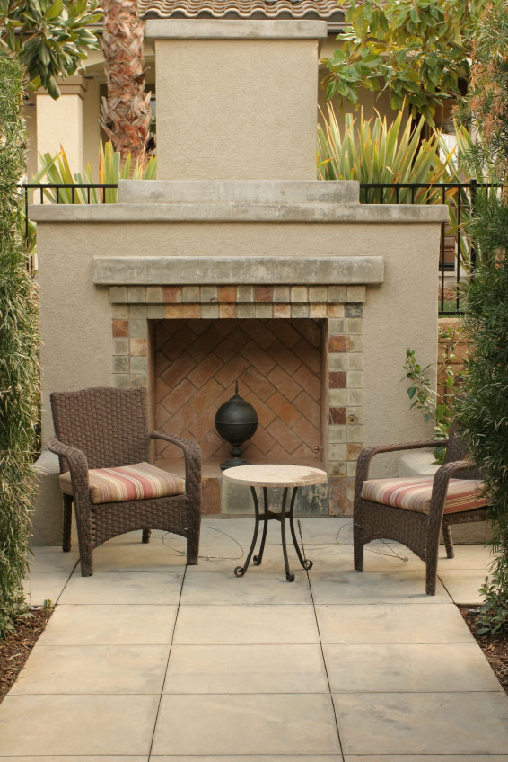 Custom masonry - Stone Outdoor Fireplace - Newport CA