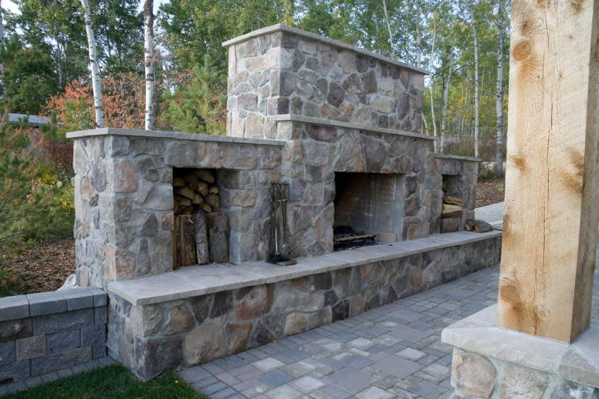 Custom masonry - Stone Outdoor Fireplace - Dana Point CA
