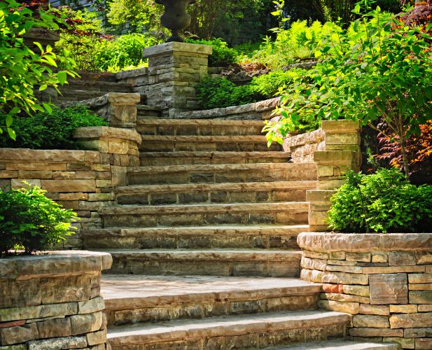 Custom Masonry - Stone Stairs - Newport Beach CA