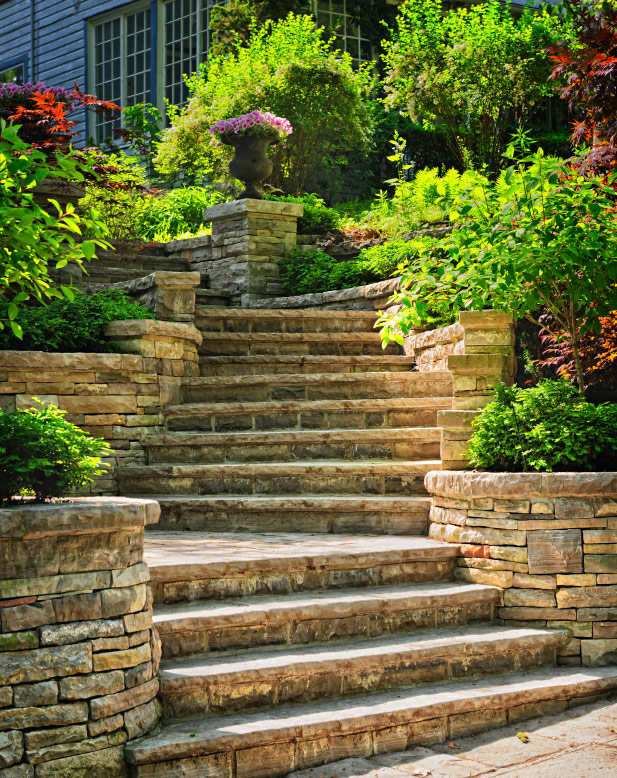 Custom masonry - Stone Stairs - Newport Beach CA